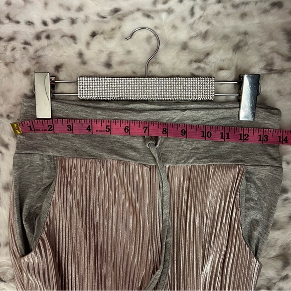 Shimmer pants blush rose gold shiny sparkly stretchy flare leg with grey waist - Picture 11 of 11